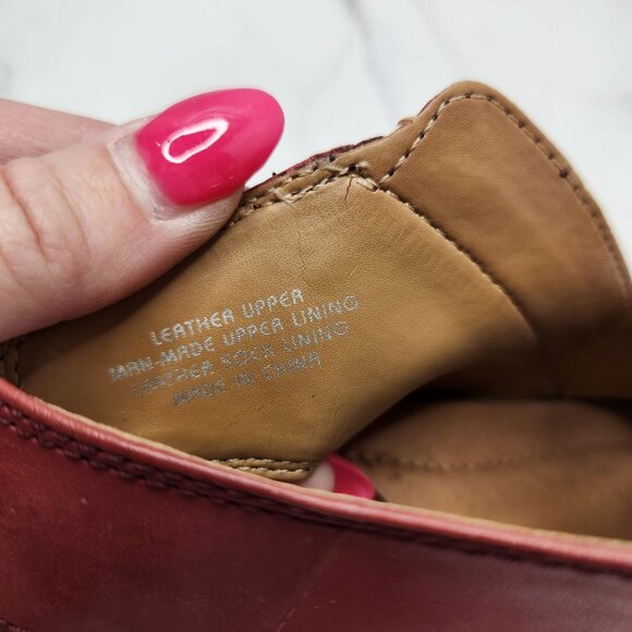 Earth Kristy Red Leather Booties Open Toe Sandals Boots Women's 5 - Picture 10 of 12